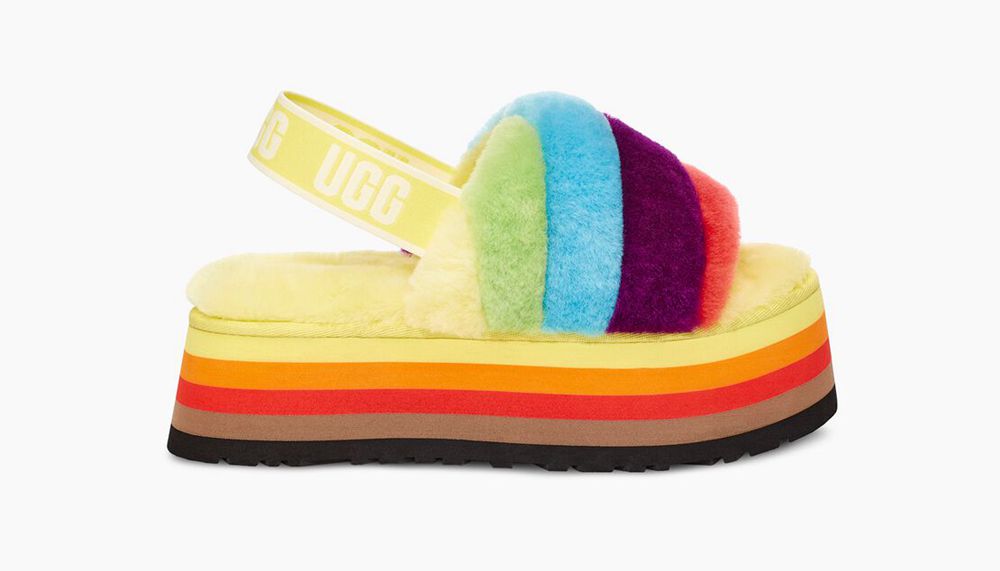 Ugg Slide Mens - Ugg Disco Stripe Rainbow - 125PVUZYQ